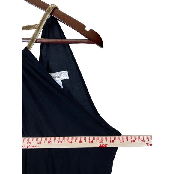 Dressbarn Sleeveless Wide Leg Jumpsuit Black Colorful Gold Collar Women's Size L - Picture 8 of 10